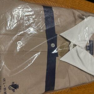 Sean John Tan and White Striped Dress Shirt